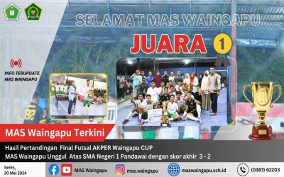 MAS Waingapu berhasil Meraih kemenangan pada pertandingan Final Futsal AKPER Waingapu CUP
