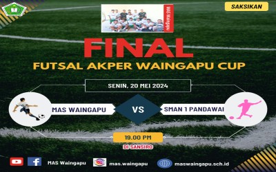 Saksikan pertandingan Final Futsal AKPER Waingapu CUP MAS WAINGAPU VS SMAN 1 PANDAWAI Pukul 19.00 WITA Di SANSIRO