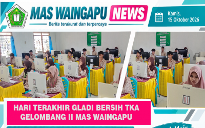 HARI TERAKHIR GLADI BERSIH TKA GELOMBANG II MAS WAINGAPU: 23 PESERTA SESI 1 HADIR LENGKAP ANTUSIAS IKUTI MAPEL PILIHAN